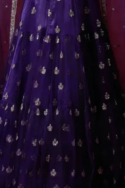 Plum Purple Net Lehenga (Outside Ontario) - MyEthnikRentals
