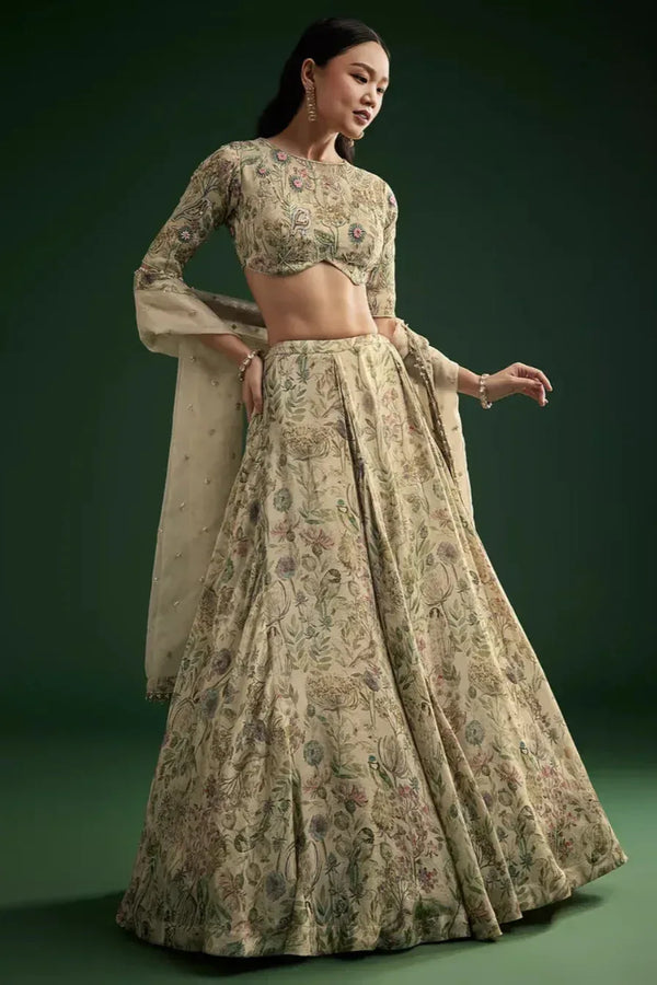 Floral Organza Dupatta Lehenga - MyEthnikRentals