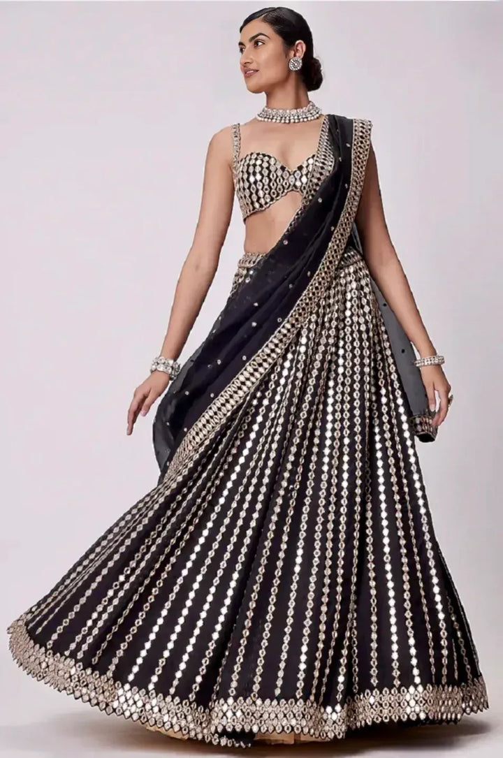 Midnight Bloom Floral Lehenga (Outside Ontario) - MyEthnikRentals