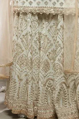 Ivory and Gold Embroidered Sharara Set - MyEthnikRentals