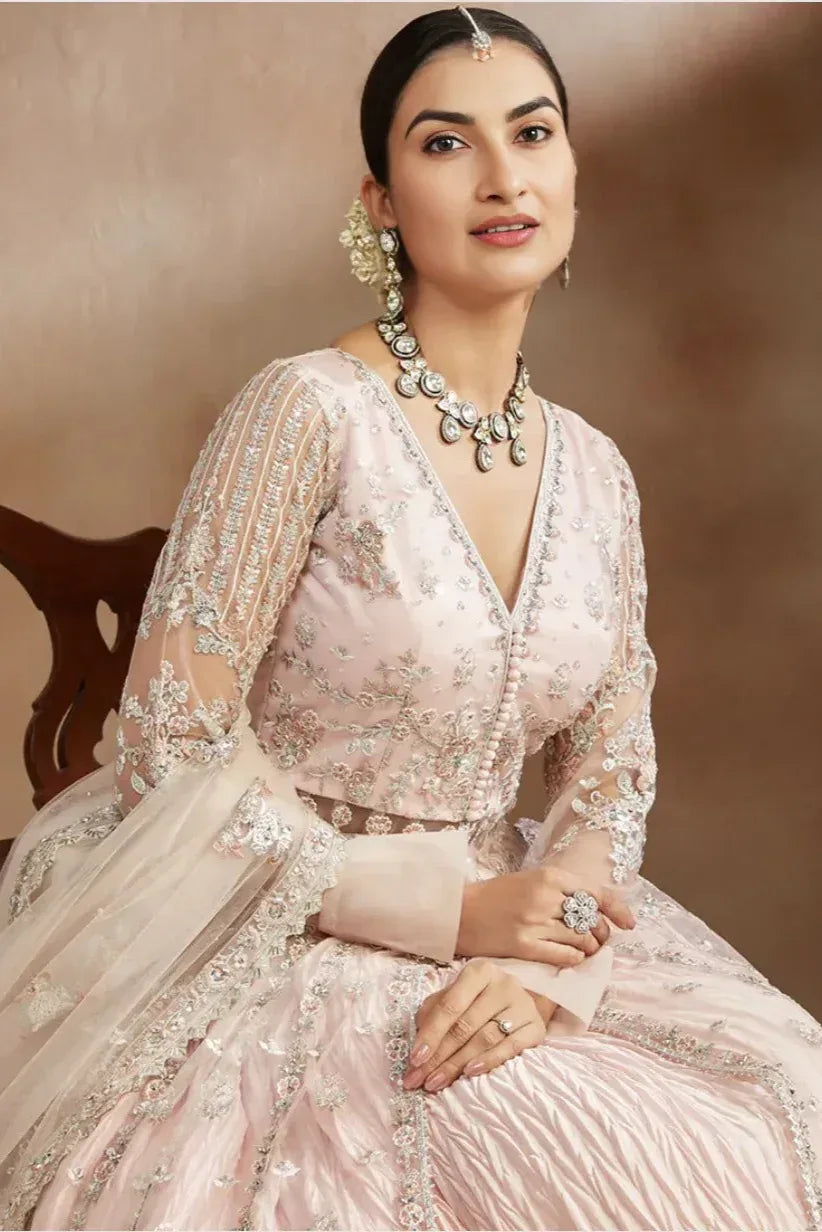 Blush Rose Anarkali Lehenga (Outside Ontario) - MyEthnikRentals