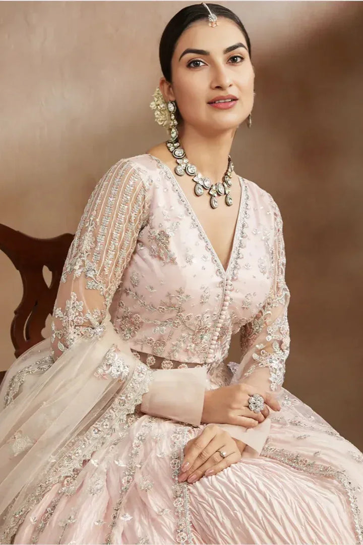 Blush Rose Anarkali Lehenga (Outside Ontario) - MyEthnikRentals