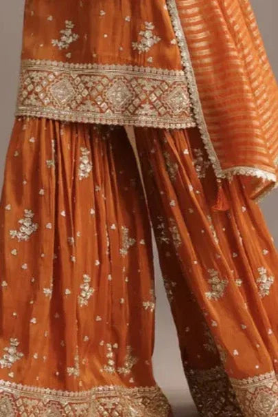 Orange Sequin Kurti Salwar Kameez (Outside Ontario) - MyEthnikRentals