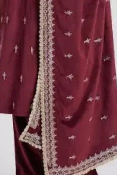 Mauve Threadwork Velvet Salwar Kameez (Outside Ontario) - MyEthnikRentals