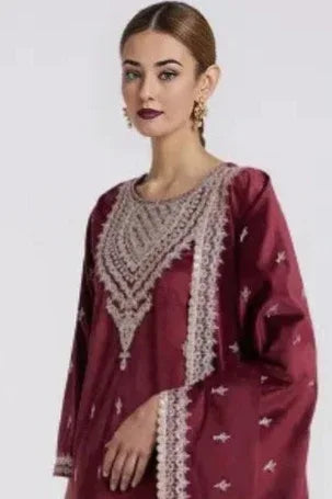 Mauve Threadwork Velvet Salwar Kameez (Outside Ontario) - MyEthnikRentals