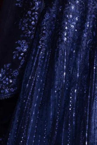 Midnight Navy Net Lehenga - MyEthnikRentals