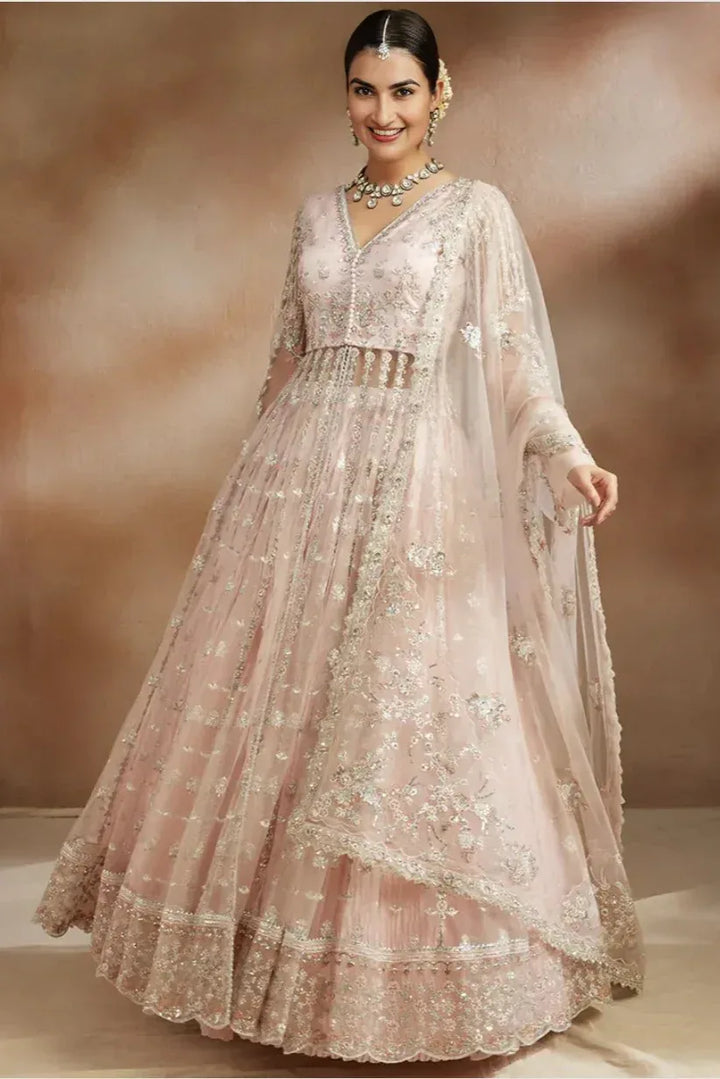 Blush Rose Anarkali Lehenga (Outside Ontario) - MyEthnikRentals