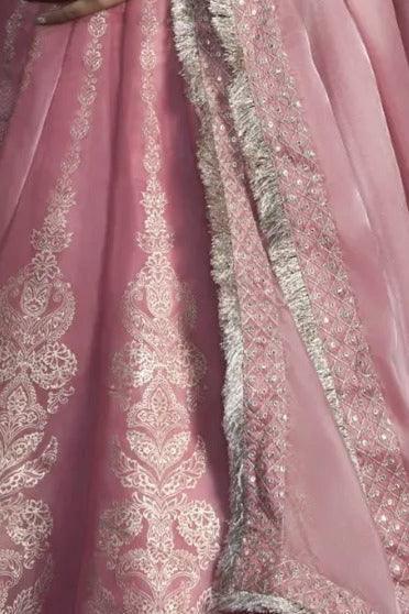 Blush Pink Organza Lehenga (Outside Ontario) - MyEthnikRentals