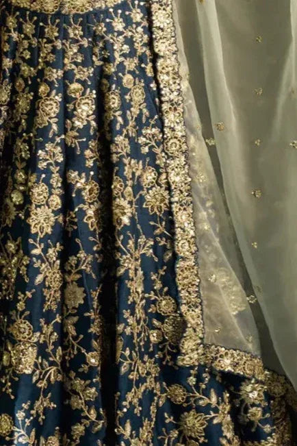 Dark Blue Embroidered Lehenga (Outside Ontario) - MyEthnikRentals