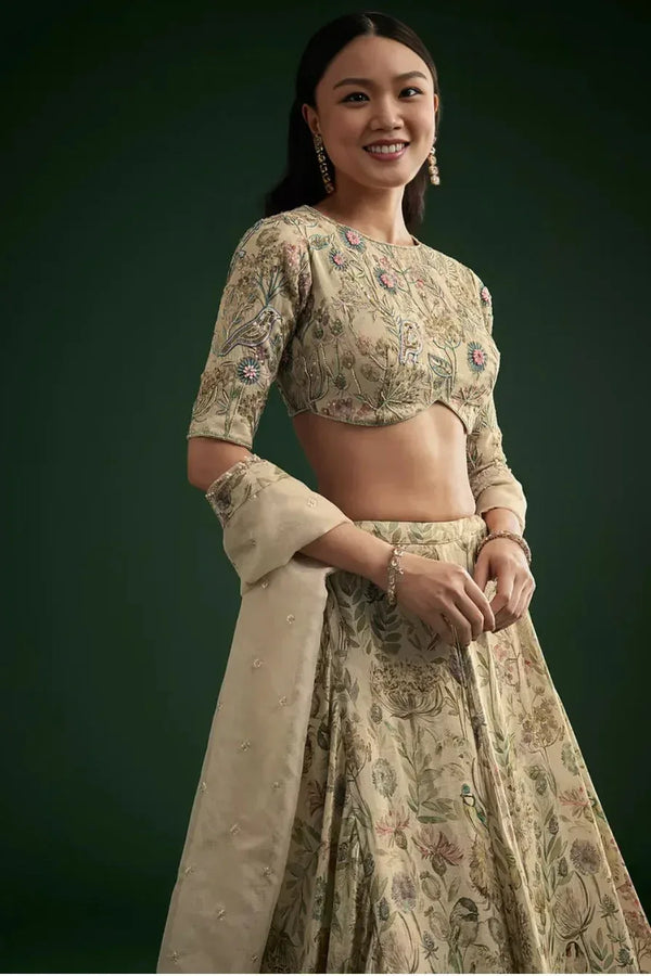 Floral Organza Dupatta Lehenga - MyEthnikRentals