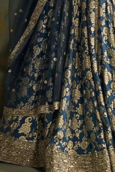 Royal Azure Brocade Lehenga (Outside Ontario) - MyEthnikRentals