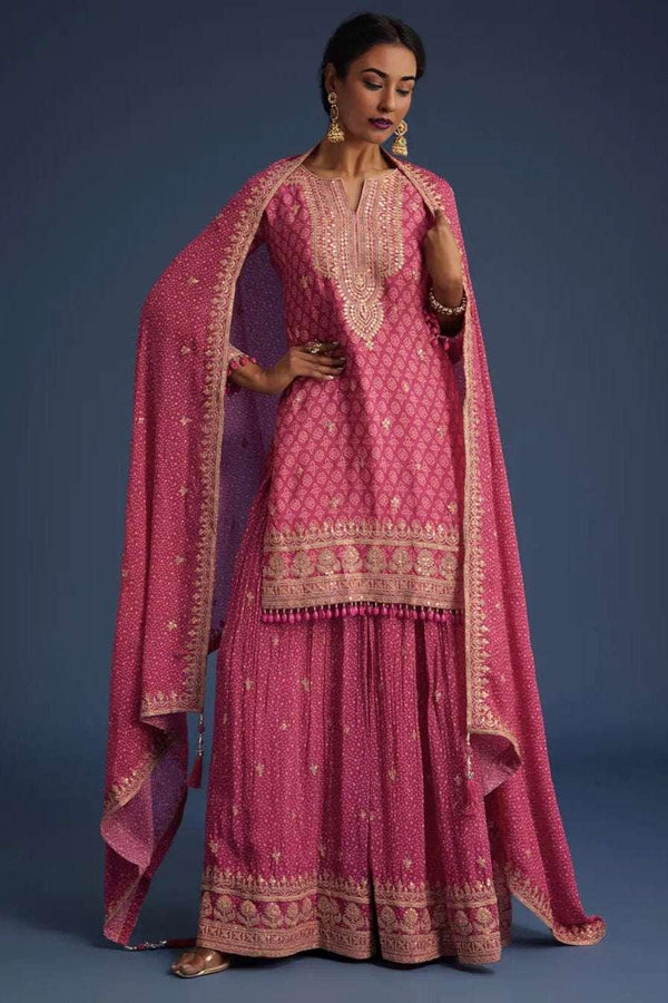 Pink Bandhani Print Salwar Kameez (Outside Ontario) - MyEthnikRentals