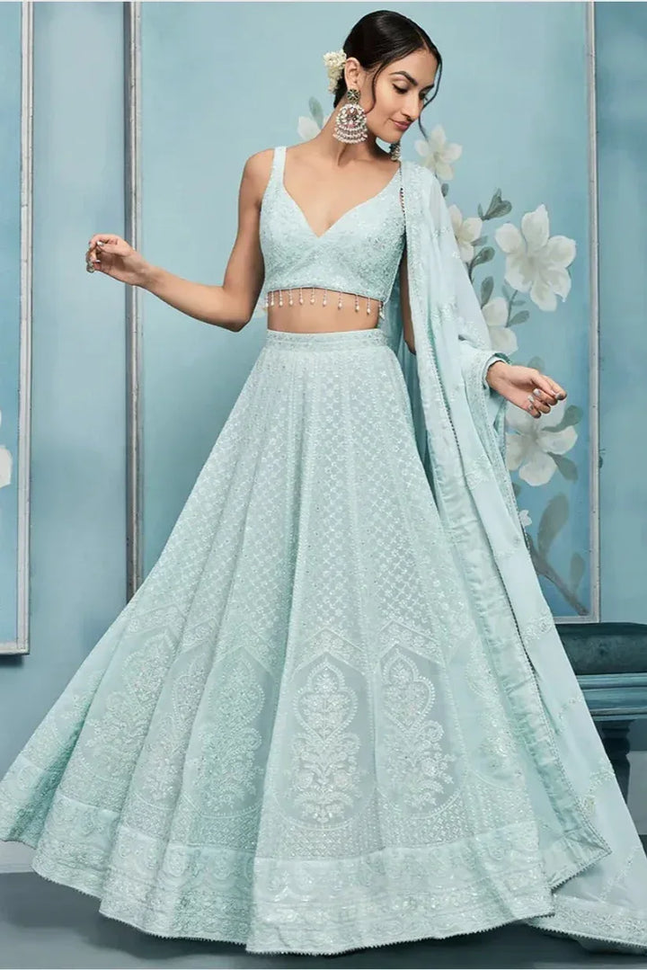 Serene Sky Blue Lehenga (Outside Ontario) - MyEthnikRentals