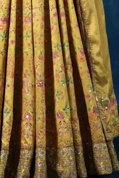 Sunlit Yellow Embroidered Crepe Silk Anarkali (Outside Ontario) - MyEthnikRentals