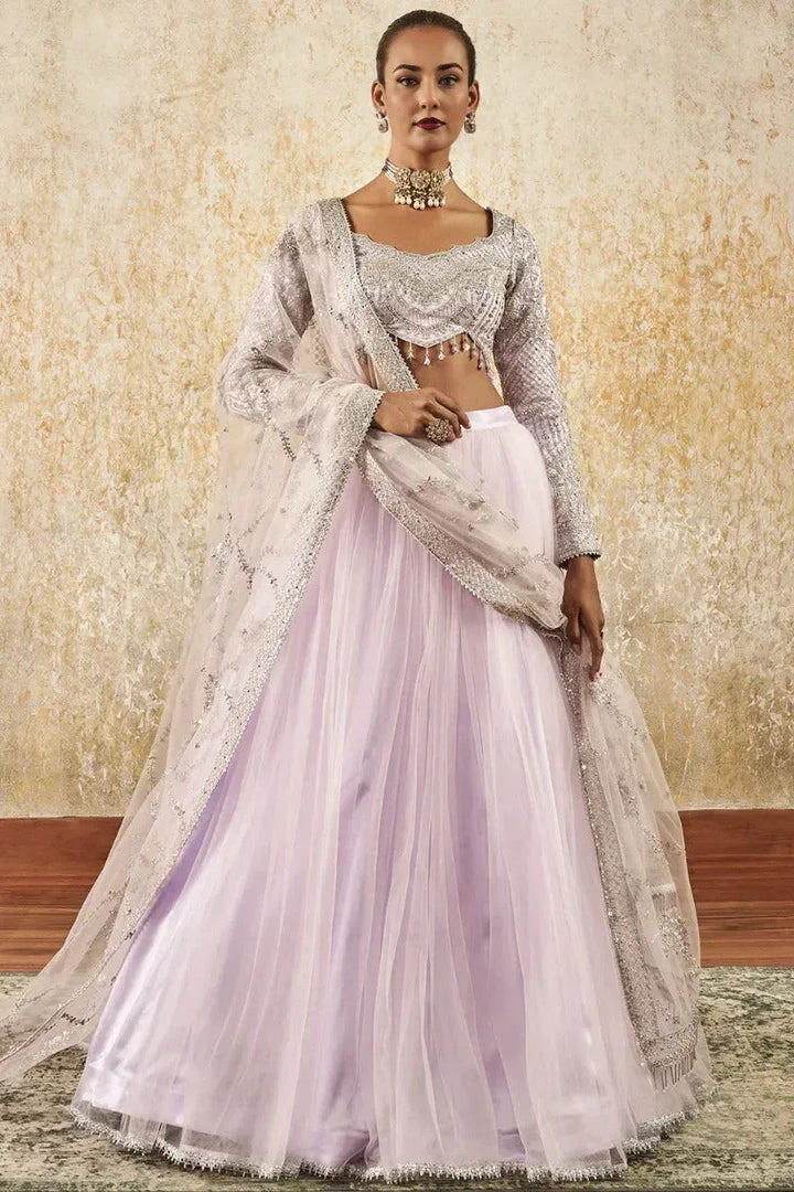 Lavender Embroidered Net Lehenga (Outside Ontario) - MyEthnikRentals