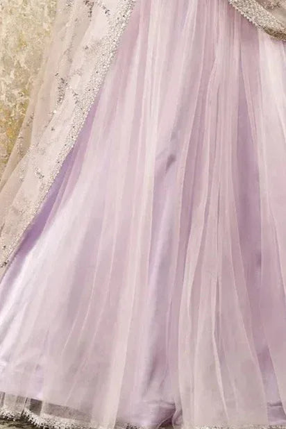 Lavender Embroidered Net Lehenga (Outside Ontario) - MyEthnikRentals