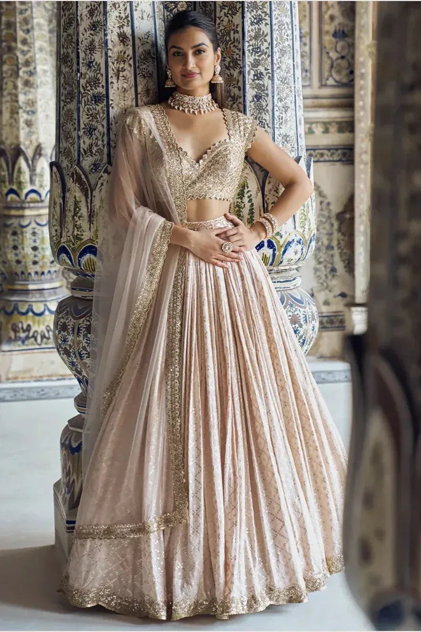 Champagne Gold Luxe Lehenga (Outside Ontario) - MyEthnikRentals