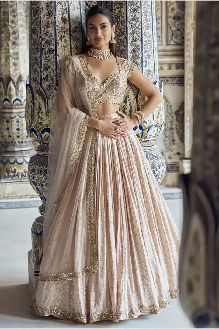 Champagne Gold Luxe Lehenga (Outside Ontario) - MyEthnikRentals