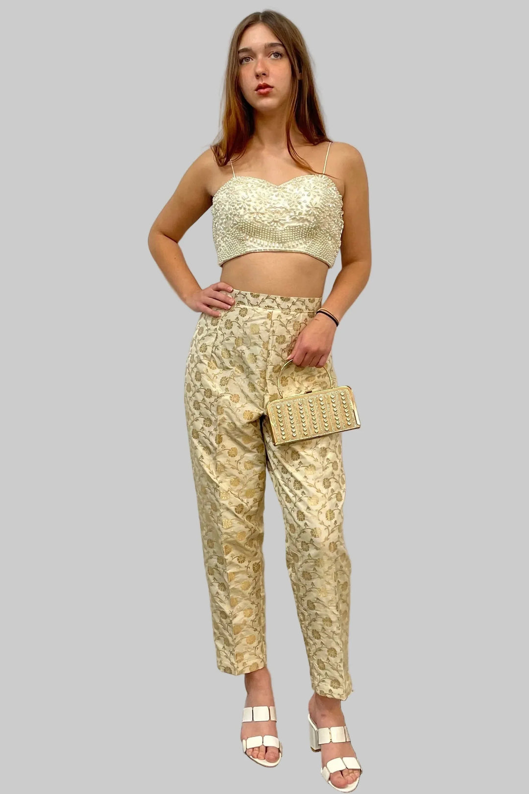 Golden Ivory Suit Pant - MyEthnikRentals