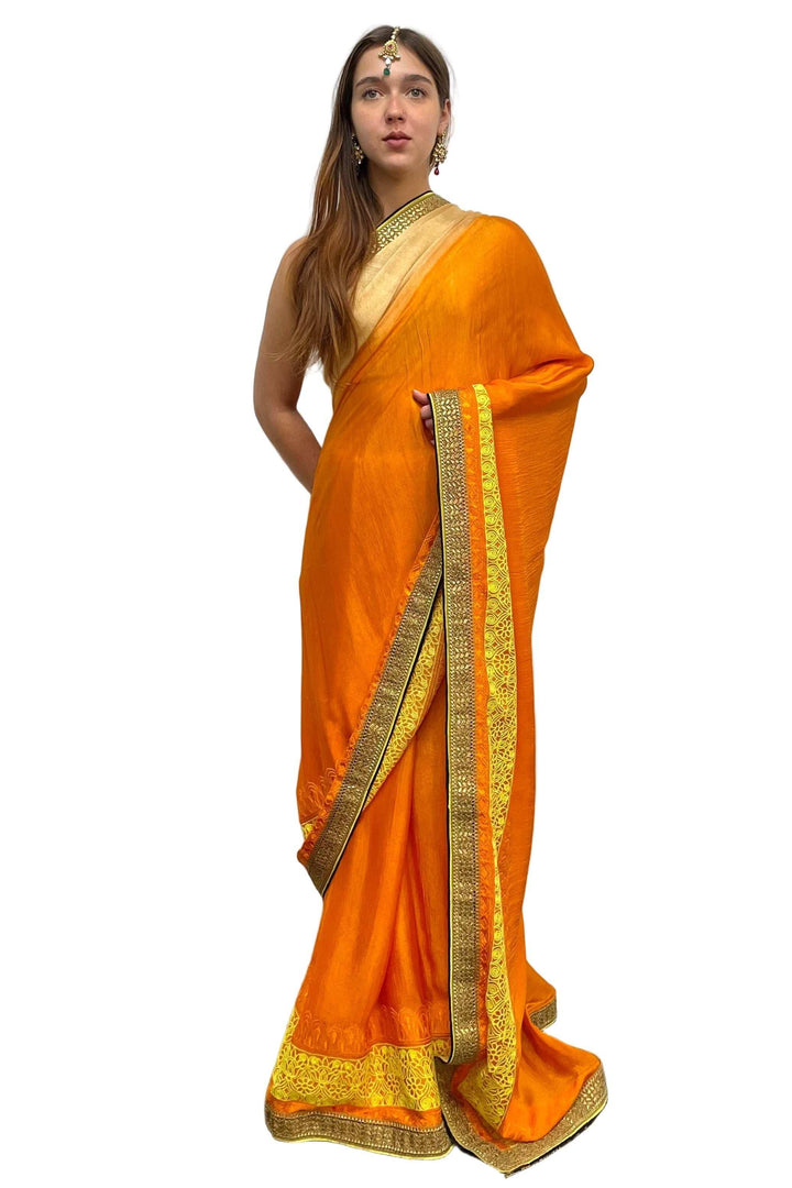 Ombre Orange Silk Saree (Outside Ontario) - MyEthnikRentals