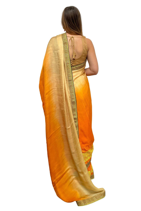 Ombre Orange Silk Saree (Outside Ontario) - MyEthnikRentals