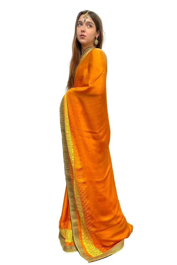 Ombre Orange Silk Saree (Outside Ontario) - MyEthnikRentals