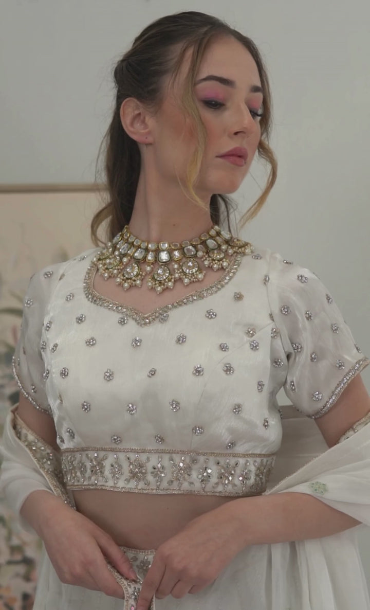 Pristine White Gold Lehenga
