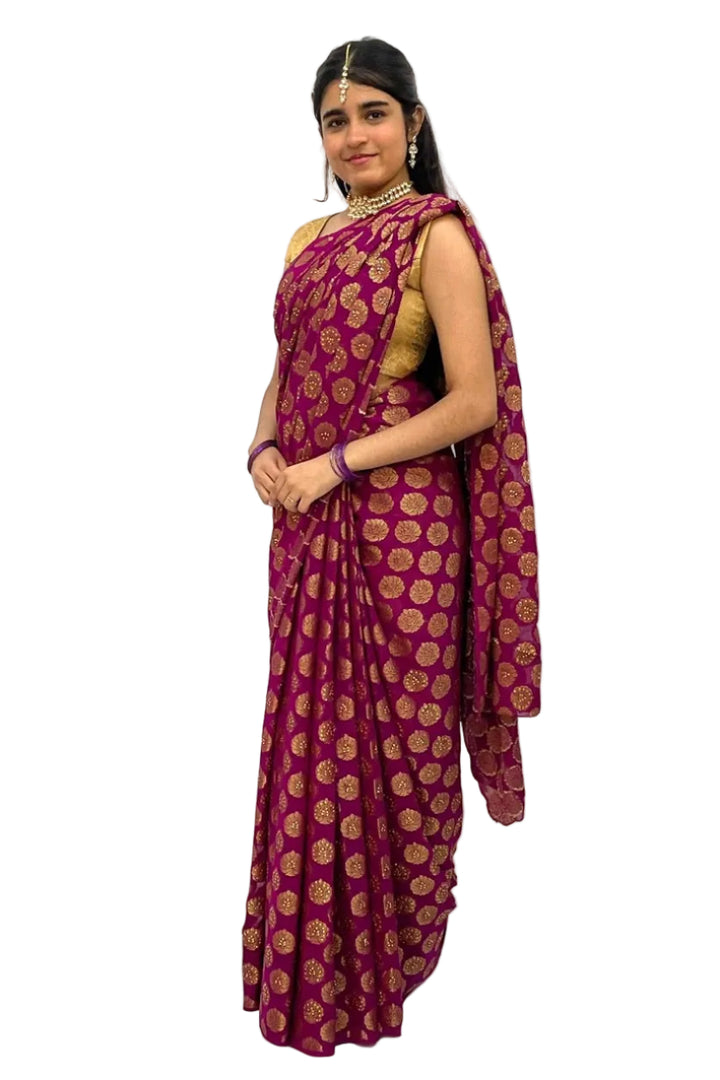 Royal Purple Banarasi Saree - MyEthnikRentals