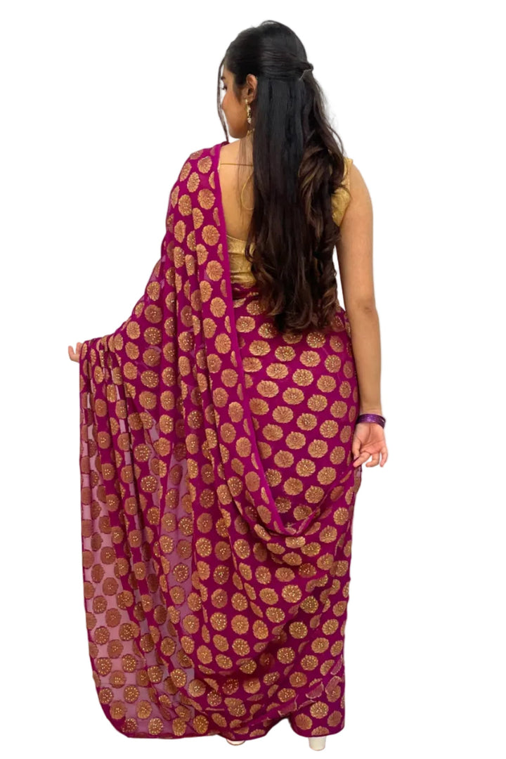 Royal Purple Banarasi Saree - MyEthnikRentals