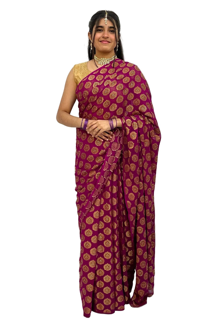 Royal Purple Banarasi Saree - MyEthnikRentals