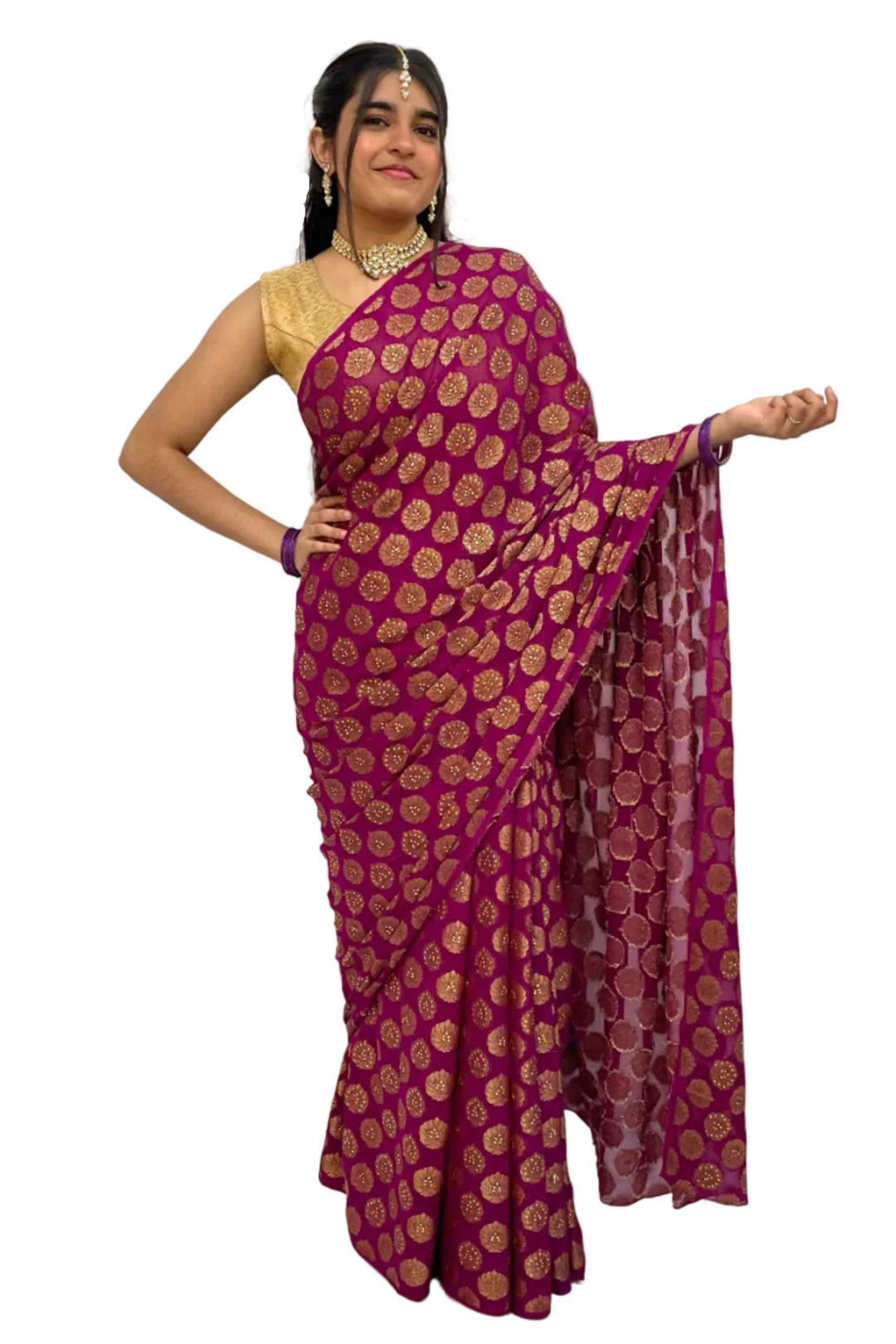 Royal Purple Banarasi Saree - MyEthnikRentals