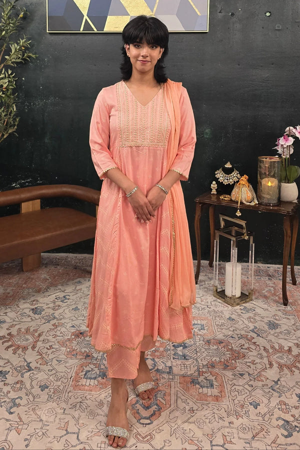 A-Line soft pink (Linen) Salwar Kameez - MyEthnikRentals