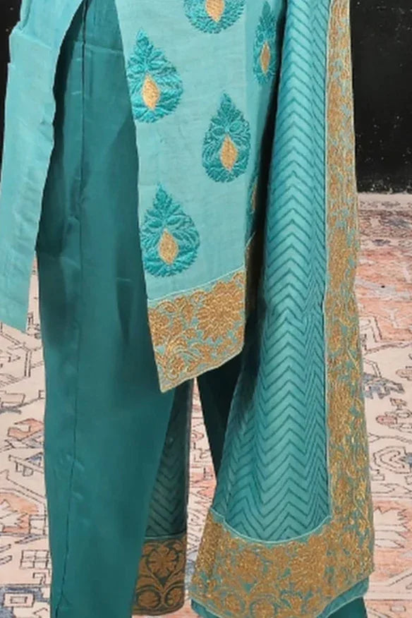 Sea Green Embroidered Salwar Kameez - MyEthnikRentals