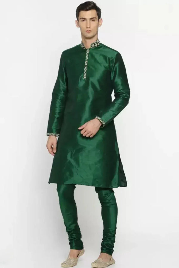 Deep Green Kurta Pajama with Nehru Jacket - MyEthnikRentals