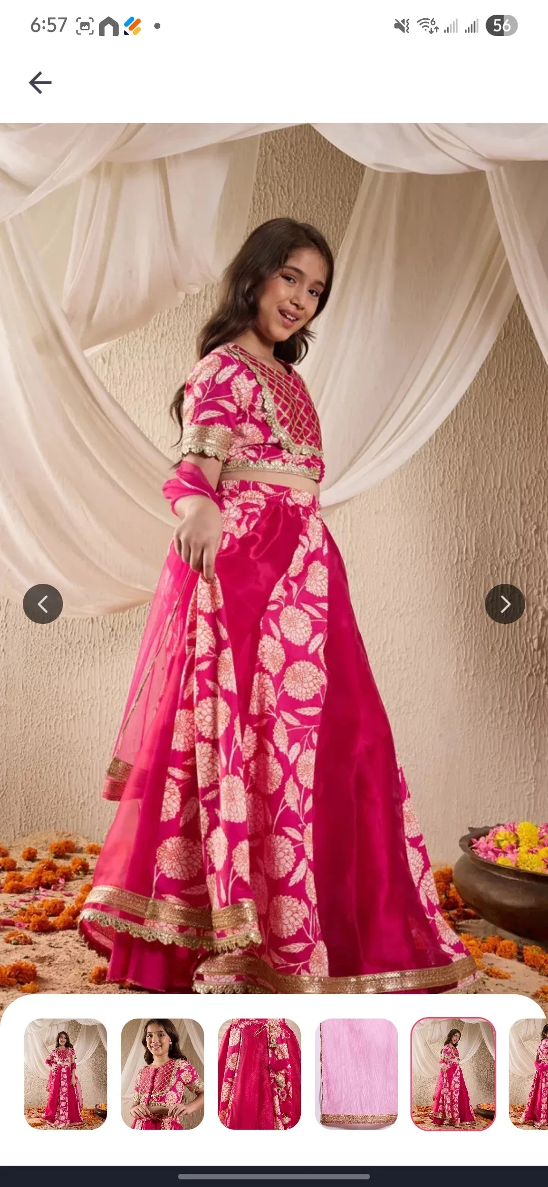 Girls fuchsia pink Lehenga & Dupatta - MyEthnikRentals