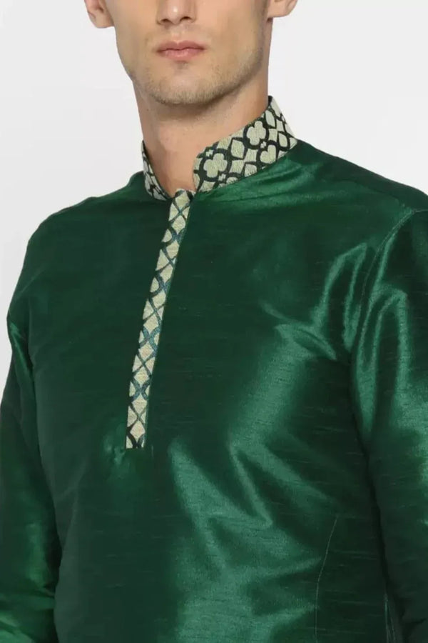 Deep Green Kurta Pajama with Nehru Jacket (Outside Ontario) - MyEthnikRentals