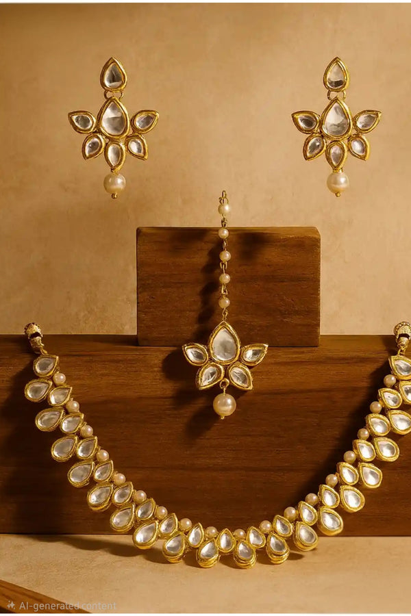 Stone pearl jewellery set - MyEthnikRentals