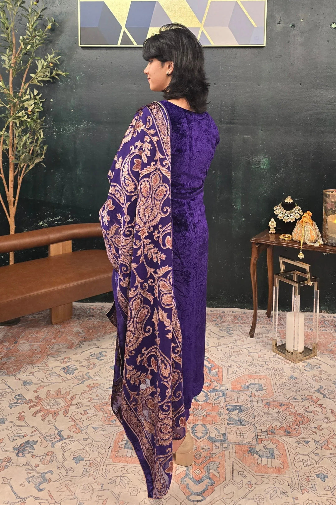 Purple velvet Salwar Kameez - MyEthnikRentals