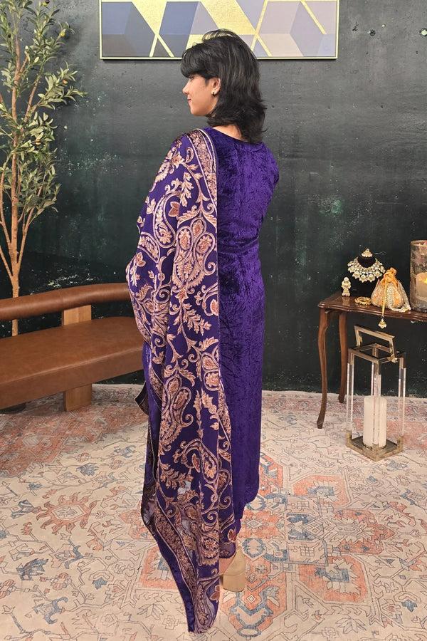 Purple velvet Salwar Kameez - MyEthnikRentals