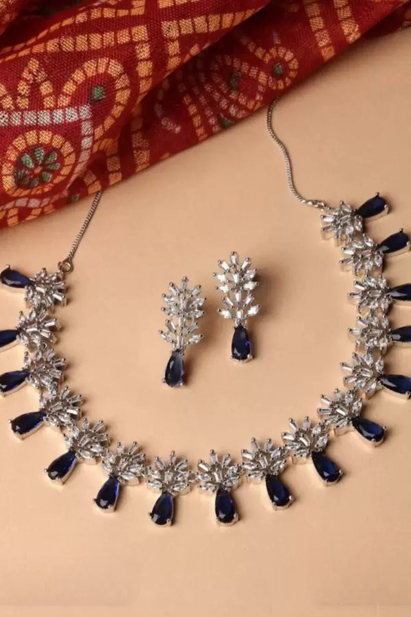 Dark Blue crystal Jewellery Set (Outside Ontario) - MyEthnikRentals