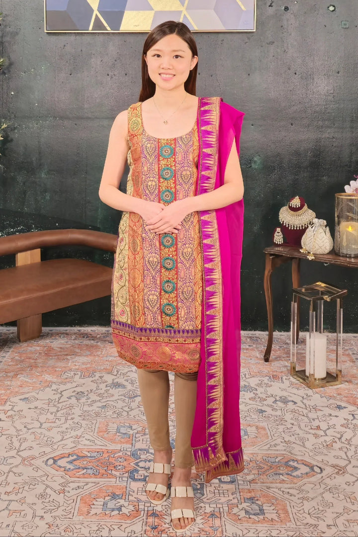 Brocade Purple Salwar Kameez - MyEthnikRentals