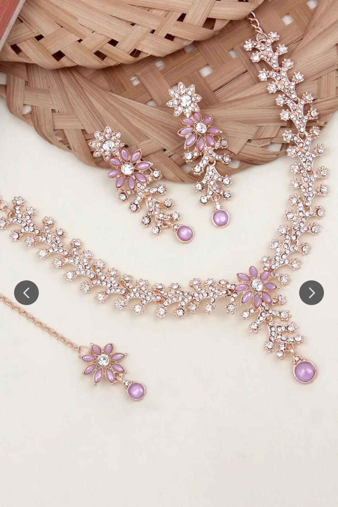 Pink floral Jewellery Set