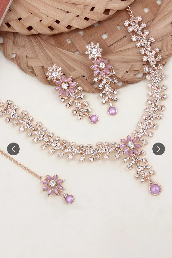 Pink floral Jewellery Set