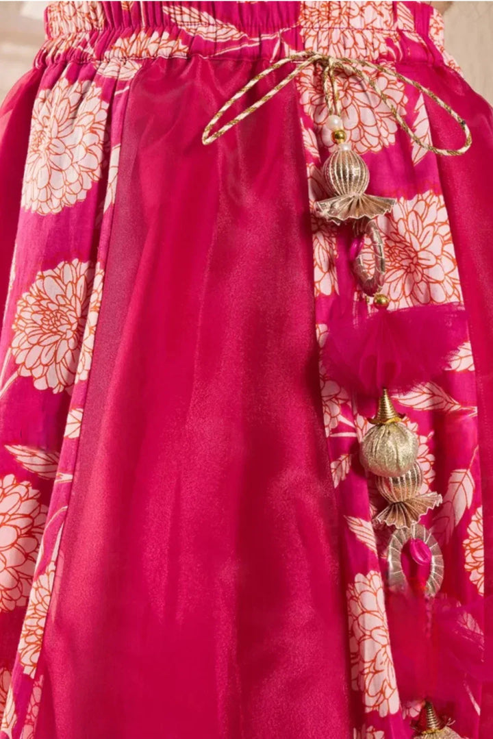 Girls fuchsia pink Lehenga & Dupatta - MyEthnikRentals