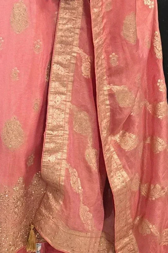 Soft Pink Chanderi Silk Salwar Kameez (Outside Ontario) - MyEthnikRentals