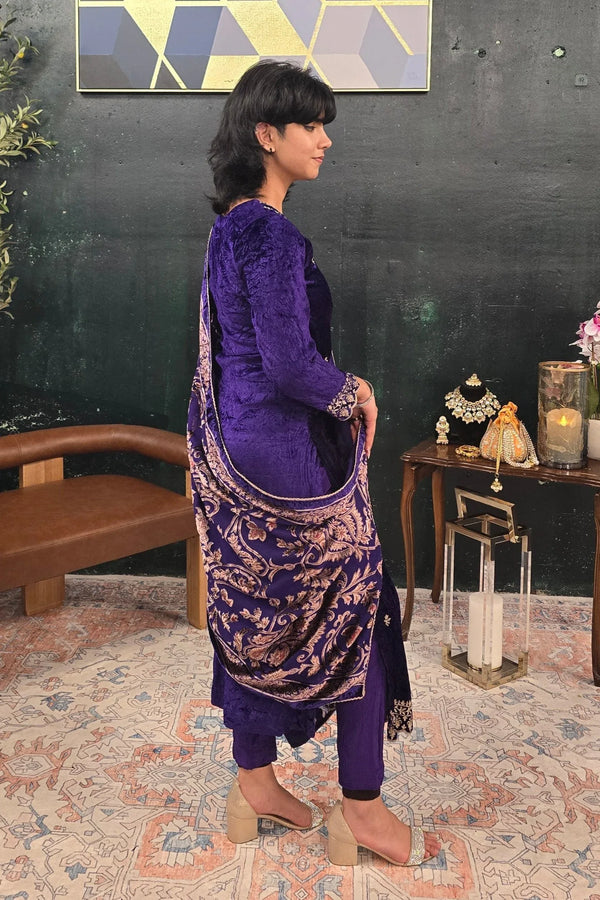 Purple velvet Salwar Kameez - MyEthnikRentals