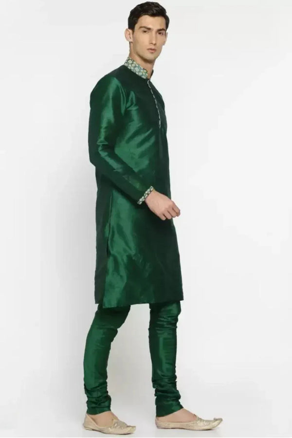 Deep Green Kurta Pajama with Nehru Jacket (Outside Ontario) - MyEthnikRentals
