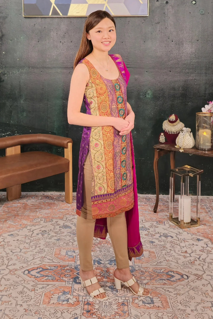 Brocade Purple Salwar Kameez - MyEthnikRentals