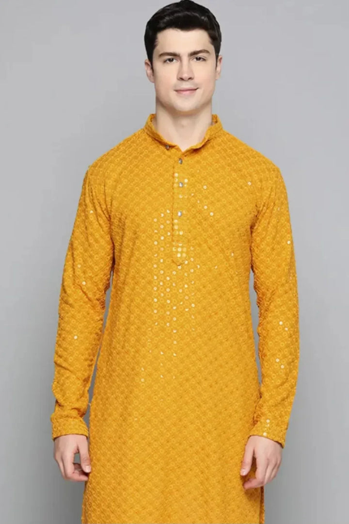 Mustard Yellow Kurta Pajama - MyEthnikRentals