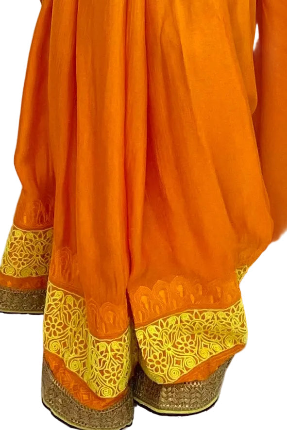 Ombre Orange Silk Saree - MyEthnikRentals